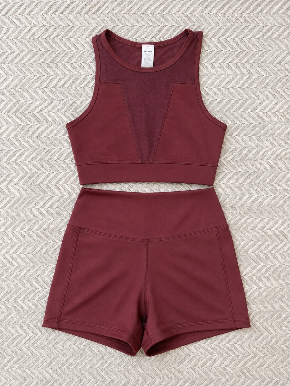Rust High-Neck Crop Tank & High-Waist Shorts Set